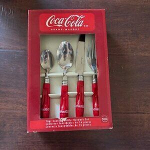 Coca-Cola 16 Piece Flatware Set Coke Bottle Contour Pattern by Gibson 1997 NEW